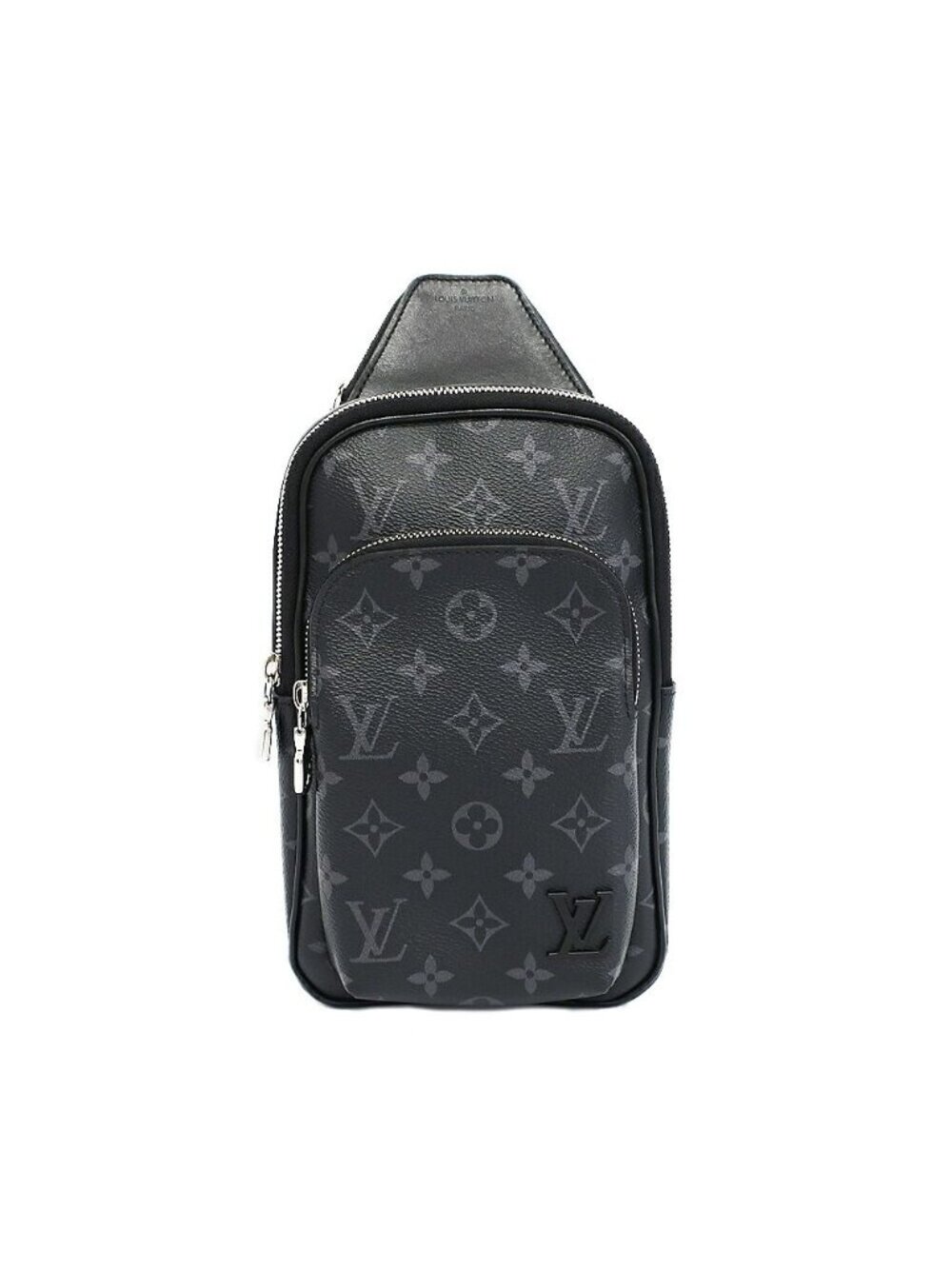 Louis Vuitton Avenue Sling Bag Monogram Eclipse Leather Black Silver
